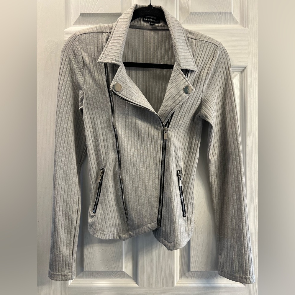 Charlotte Russe Light Gray Ribbed Blazer